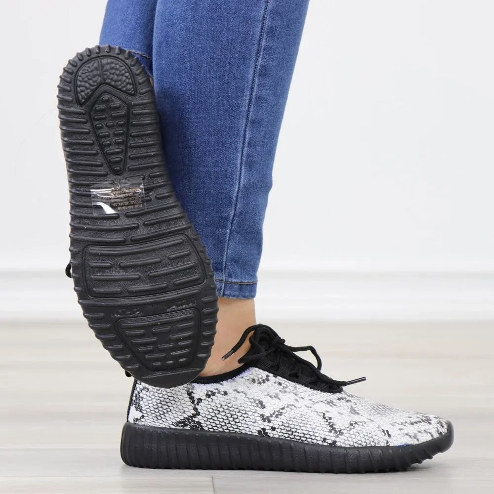 Snake skin Print  fashion Comfort Walking Sneakers Shoes - Picture 7 of 14